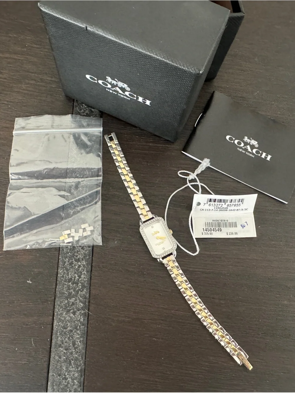 COACH Two-Tone Crystal Bezel Women's Bracelet Watch - Silver & Gold